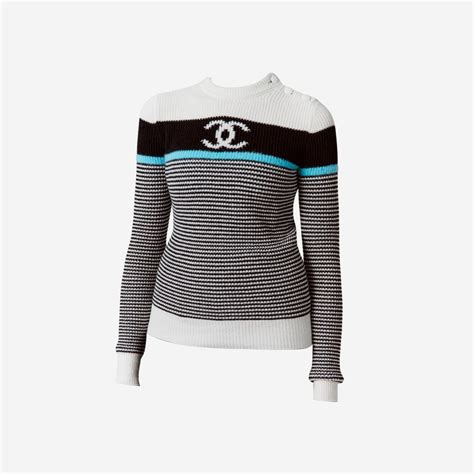 chanel black jumper|chanel blue and white pullover.